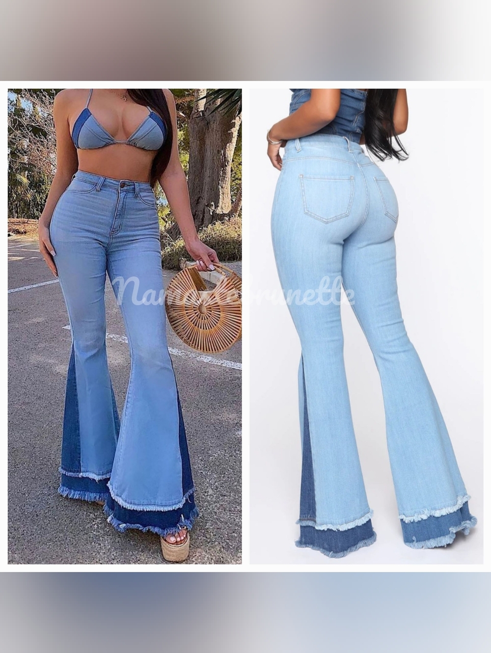Fashion Nova High Waisted Extreme Bell Bottom Jeans With Frayed Hem